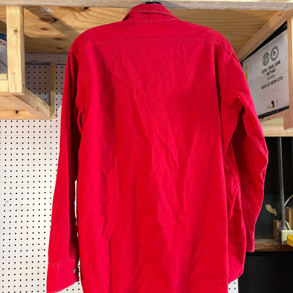 Lands End Vintage 80s Cherry Red Flannel Made in USA Long Sleeve Button Up - Picture 4 of 4